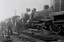 Black and white photograph of a fatal train collision at Moriac in 1952.