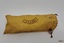 Yellow drawstring spectacle cover with stamped inscription