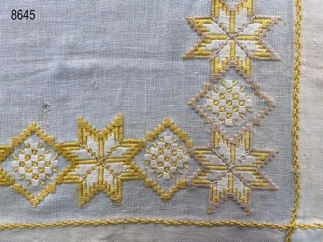 Close up of corner view of tablecloth