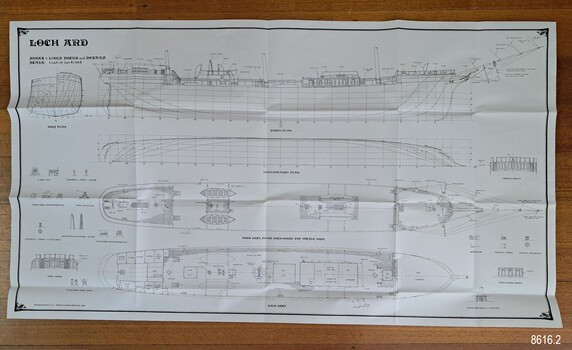 Large firm white paper with drawings, descriptions and legend