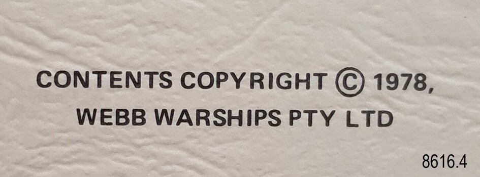 Printed on the inside cover - copyright details of the seller