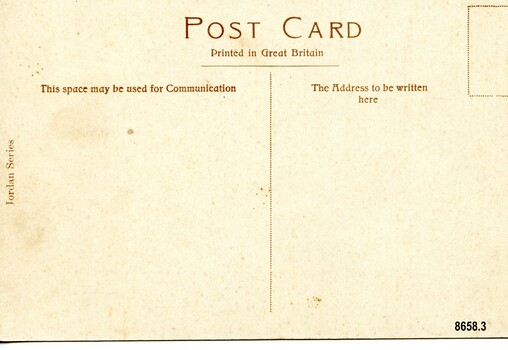 Back of postcard with no message or address written on it