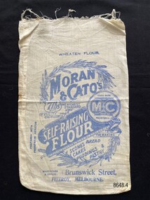 Front view, flour bag – Moran & Cato’s, Fitzroy, Melbourne