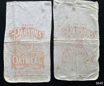 Front view - set of two Parsons’ oatmeal bags 