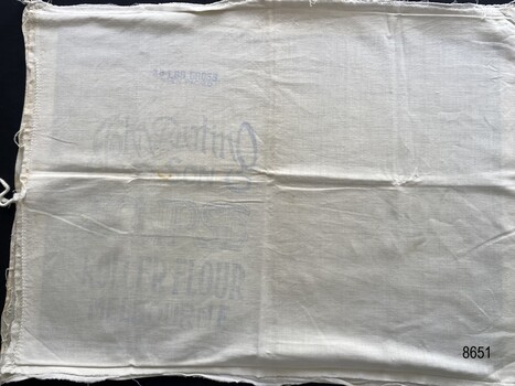 Whole view of side 1 - Pillowcase made from flour bags.