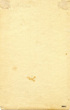 Back of watercolour colour painting with pencil inscription