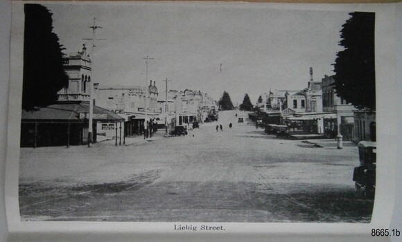 Black and white photograph of a street scene