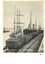 Black and white photograph of Breakwater Pier in Warrnambool, with coal trucks and ships.