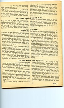 Page 3 in booklet with an explanation of how migratory birds, insects and sea birds can help with navigation