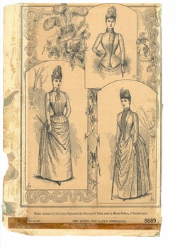Front of newspaper page showing Winter Costumes for their Royal Highnesses the Princesses of Wales.