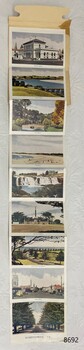 Complete view of the nine pictures that make up the postcard folder.