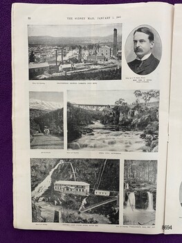 Pictorial photos of Tasmania and well as a portrait of the Premier of Tasmania, the Hon. Neil E. Lewis.