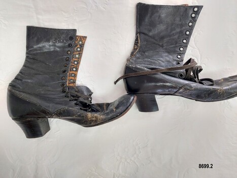 Pair of lady's black leather, lace up boots