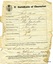 Certificate of Character with name of seaman (Robert Rust), ship, date and other particulars filled in by hand with ink