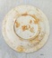 Underneath of plate 8727.1 showing brown staining, pitted surface and chip out of rim.