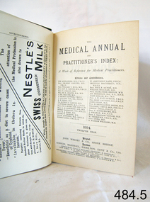 Book - General Medical Reference Annuals, Various Medical Contributors, The Medical Annual and Practitioners Index 1894, 1894