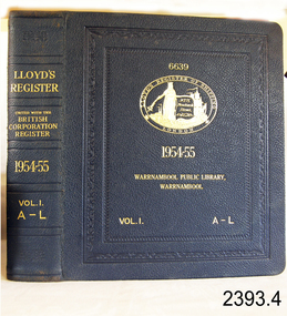 Book - Lloyds Register of Shipping, Lloyds Registry, Lloyds Register of Shipping 1954-55 Vol 1 A to L, 1954