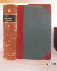 Book - Reference/Colonial Government Notification Gazette, Robert Smith Brain, The Victoria Government Gazette 1905 Vol 1 /125, 1905