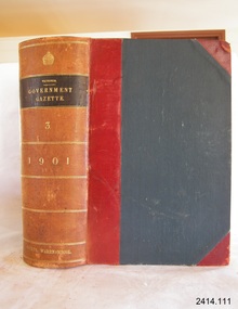 Book - Reference/Colonial Government Notification Gazette, Robert Smith Brain, The Victoria Government Gazette 1901 Vol 3 /115, 1901
