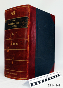 Book - Reference/Colonial Government Notification Gazette, Robert Smith Brain, The Victoria Government Gazette 1888 Vol 1 /75, 1888