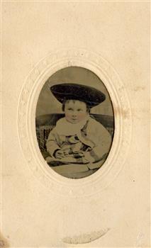 Portrait of a child in a photograph card