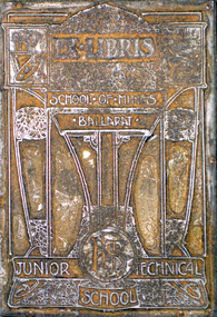 Printing block, Ballarat Junior Technical School 'Ex Libris' printing Block