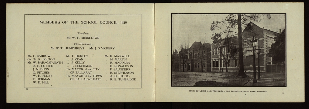 Page from The Ballarat School of Mines and Industries 1870-1920 Jubilee Booklet