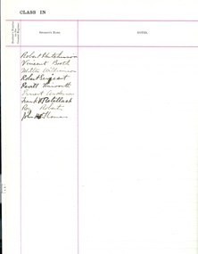 Register, Ballarat School of Mines Register of Attendance in the Subject of Electrical Technology III (Practical Work), 1912