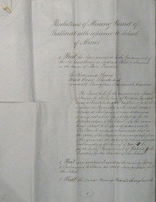 Document, Resolution of Mining Board of Ballarat with Reference to School of Mines, 25/07/1870