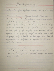 Exercise Book, Monica Miller's Speech Training Notes