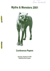 Documents - Reports, Paul Cropper, Myths & Monsters Conference Papers, 10/2001