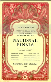 Booklet, Oldhams Press Ltd, Daily Herald, National Brass Band Championships of Great Britain, National Finals, 1960, 15/10/1960