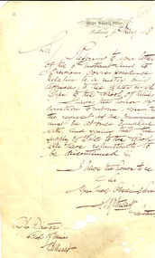 Letter, Ballarat Water Supply, Ballarat Water Supply Office to Ballarat School of Mines, 04/05/1898