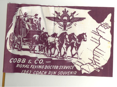Flag, Cobb & Co. - Royal Flying Doctor Service 1963 Coach Run Souvenir Flag, 1963
