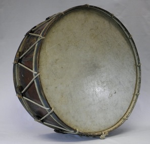 Bass drum with Ballarat Junior Technical School logo