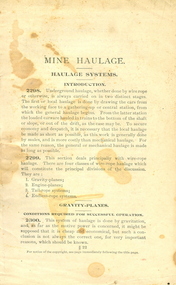 Printed page on mone haulage