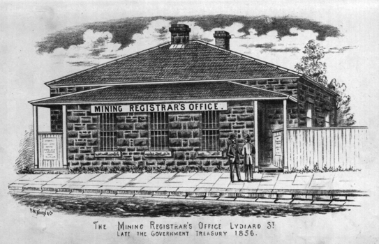 Bluestone building in the Ballarat Camp (now the site of the Old Colonists' Hall, Lydiard St)