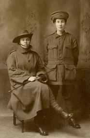 Two women dressed in World War One uniform