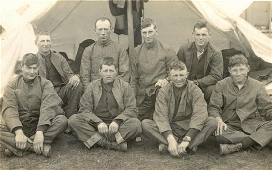Eight AIF soldiers Outside a Tent
