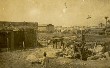 Photograph - black and white postcard, Native Waterwheel