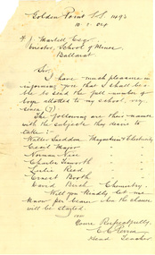 Letter - Document, Correspondence to the Ballarat School of Mines, 1899-1901