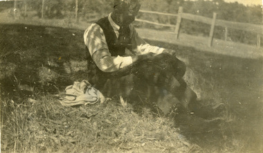 Photograph - black and white, Man in a Landscape, c 1925