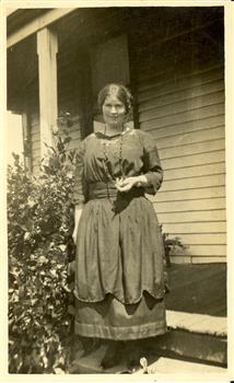 A woman on a step