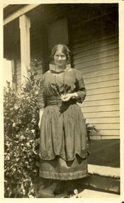 A woman on a step