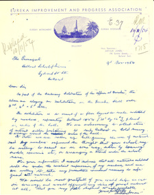 Correspondence, Eureka Improvement and Progress Association letters