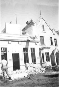 A building under demolition