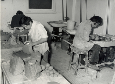 Photograph - Photograph - black and white, Ceramics Studio at the Ballarat School of Mines, c1968