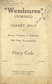 Sheet Music, "Wendouree", Romance by Percy Code, 1919