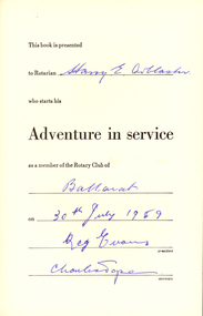 Book, Rotary International, Adventure in Service, 1957