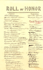 Document, Roll of Honor School of Mines Ballarat (rough), 1915, 1915